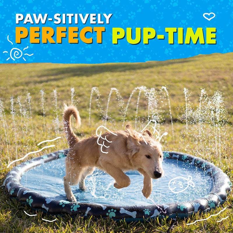 SplashEZ Non Slip Splash Pad for Kids & Dogs  69 Extra Large Splash Pad Sprinkler for Kids  Dog Water Summer Toys - Great Outdoor Toys for Toddlers 1-3 and Kids Ages 4-8  Baby Pool for Backyard - Image 5